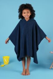 OHS Poncho Towel Absorbent Hood Quick Drying Beach Robe Childrens in Navy - thumbnail 2