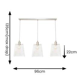 ValueLights Susie Glass Lantern Lamp Shade 3 Drop Diner Ceiling Pendant Light in Silver - thumbnail 7
