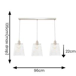ValueLights Susie Glass Lantern Lamp Shade 3 Drop Diner Ceiling Pendant Light in Silver - thumbnail 4
