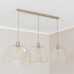 ValueLights Susie Glass Lantern Lamp Shade 3 Drop Diner Ceiling Pendant Light in Silver - thumbnail 3