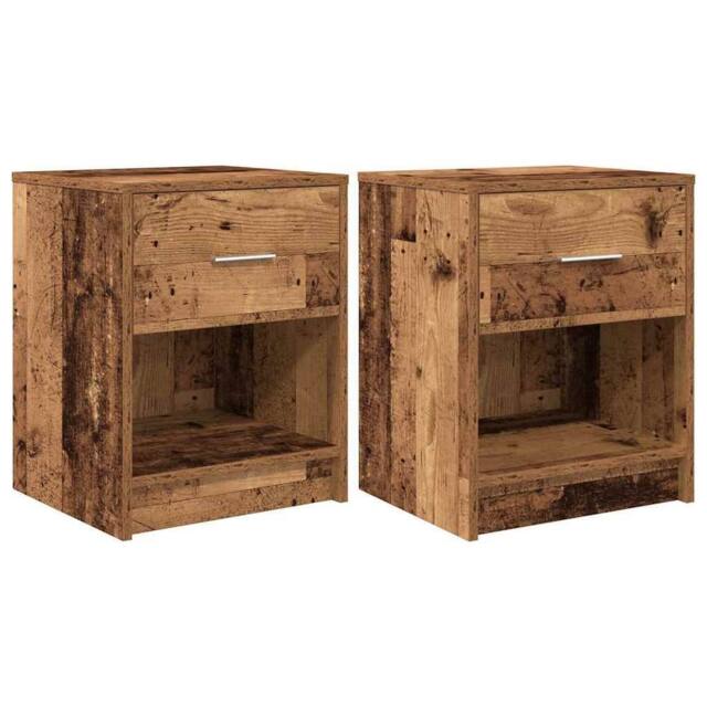 Berkfield Home Bedside Cabinets 2 pcs with Drawer Old Wood 40x34x50 cm in Brown - Size: 40 x 34 x 50 cm - image 1