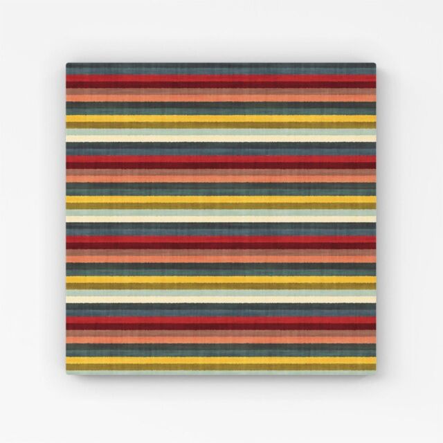 "Warren Reed - Designer Multicolour Striped Brish Pattern Canvas in Green - Size: W16"" x H16""" - image 1