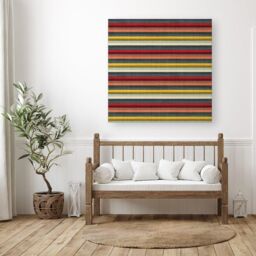 "Warren Reed - Designer Multicolour Striped Brish Pattern Canvas in Green - Size: W16"" x H16""" - thumbnail 3