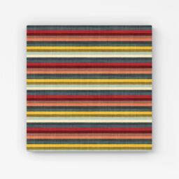 "Warren Reed - Designer Multicolour Striped Brish Pattern Canvas in Green - Size: W16"" x H16""" - thumbnail 1