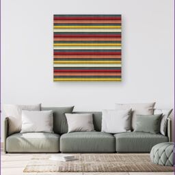 "Warren Reed - Designer Multicolour Striped Brish Pattern Canvas in Green - Size: W16"" x H16""" - thumbnail 4