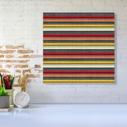 "Warren Reed - Designer Multicolour Striped Brish Pattern Canvas in Green - Size: W16"" x H16""" - thumbnail 2