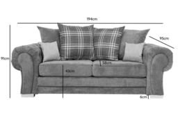 Furniture 786 Verona Scatter Back 3&2 Seater Sofa Set Chenille Fabric in Grey - thumbnail 2