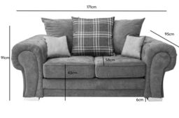 Furniture 786 Verona Scatter Back 3&2 Seater Sofa Set Chenille Fabric in Grey - thumbnail 3
