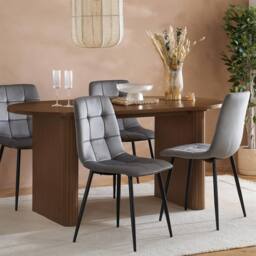 Birlea Axel Oval Fluted Dining Table With 4 Chairs in Brown