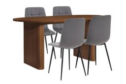 Birlea Axel Oval Fluted Dining Table With 4 Chairs in Brown - thumbnail 4