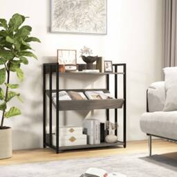Costway 3-Tier Bookshelf Industrial Corner Bookcase w/ Adjustable Shelves in Grey - thumbnail 5