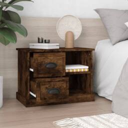Berkfield Home Bedside Cabinet Smoked Oak 60x35.5x45 cm in Brown - thumbnail 3