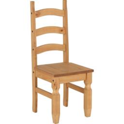 FORGEVIO Pair Rustic Mexican Waxed Solid Pine Dining Chairs in Natural - thumbnail 3