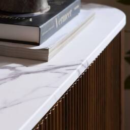Birlea Kagu 2 Door Sideboard Fluted Ribbed Walnut & Marble effect - thumbnail 5