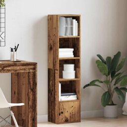 Berkfield Home Bookcase Old Wood 31x24x127 cm Engineered Wood in Brown - Size: 31 x 24 x 127 cm - thumbnail 3