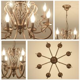 Garwarm 8-Light Vintage Metal Chandelier with Adjustable Height in Bronze - thumbnail 5