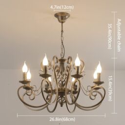 Garwarm 8-Light Vintage Metal Chandelier with Adjustable Height in Bronze - thumbnail 6