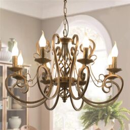 Garwarm 8-Light Vintage Metal Chandelier with Adjustable Height in Bronze - thumbnail 1