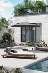 Garden Sanctuary 3-Tier Outdoor Garden Umbrella with Crank & Concrete-Filled Stand in Light Grey - thumbnail 1