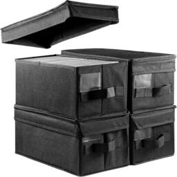 SPETLEK 4Pcs DVD Storage Box 35x16x15.5cm Storage Boxes Container CD Sleeves in Black - Size: 35x16x15.5 cm - thumbnail 1