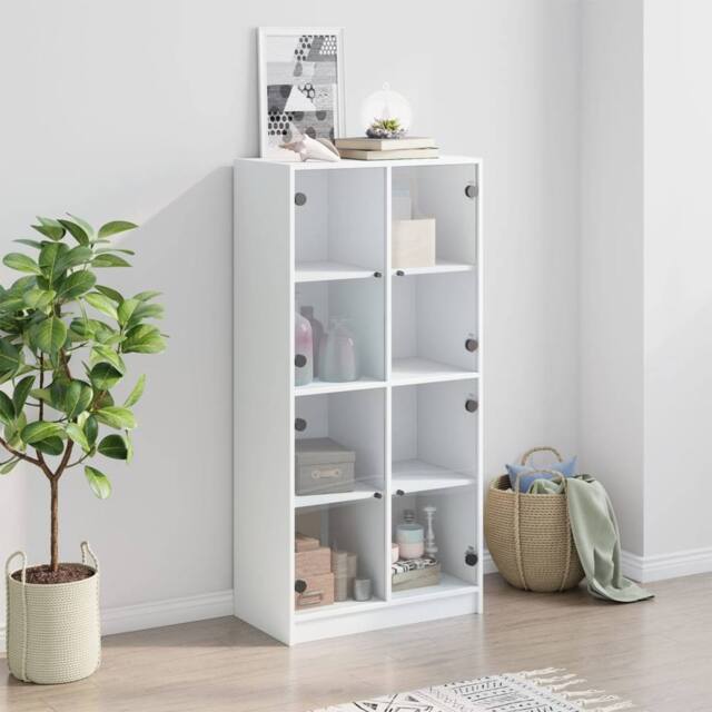 Berkfield Home Highboard with Doors White 68x37x142 cm Engineered Wood - Size: 68 x 37 x 142 cm - image 1