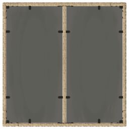 Berkfield Home Garden Table with Glass Top Beige 90x90x75 cm Poly Rattan - Size: 90 x 90 x 75 cm - thumbnail 7