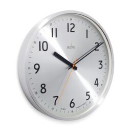 Acctim Klar Wall Clock Non-Ticking Sweep Metal Case 12/24 Dial Quartz Brushed Metal 40cm in Metallic Silver - thumbnail 2