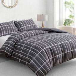 Pamposh Printed Duvet Cover Set King Size Reversible Quilt Covers in Charcoal - Size: Super King - thumbnail 3