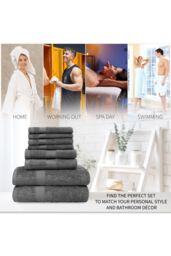 CityComfort Pack Of 8 Towels in Grey - thumbnail 5