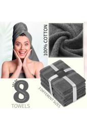 CityComfort Pack Of 8 Towels in Grey - thumbnail 3
