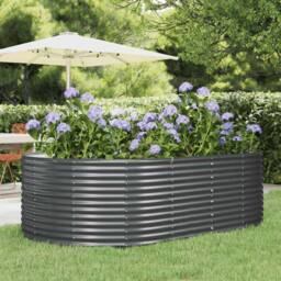 Berkfield Home Garden Raised Bed Anthracite 212x140x68 cm Powder-coated Steel in Charcoal - Size: 212 x 140 x 68 cm - thumbnail 2