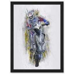 Artery8 Motor Dirt Bike Motocross Sport Graphic Artwork Framed Wall Art Print A4 in Black - thumbnail 1