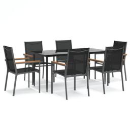 Berkfield Home Beautiful 7 Piece Garden Dining Set Black Textilene & Steel - thumbnail 3