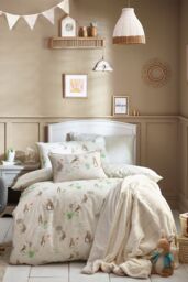 Peter Rabbit ™ Classic 100% Cotton Reversible Duvet Cover Set in Natural - Size: Single - thumbnail 2