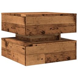 Berkfield Home Coffee Table with LED Lights Old Wood 50x50x40 cm in Brown - Size: 50 x 50 x 40 cm - thumbnail 3