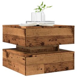Berkfield Home Coffee Table with LED Lights Old Wood 50x50x40 cm in Brown - Size: 50 x 50 x 40 cm - thumbnail 6