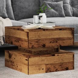 Berkfield Home Coffee Table with LED Lights Old Wood 50x50x40 cm in Brown - Size: 50 x 50 x 40 cm - thumbnail 1