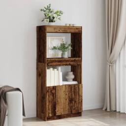 Berkfield Home Highboard Old Wood 63x33x140 cm Engineered Wood in Brown - Size: 63 x 33 x 140 cm - thumbnail 3