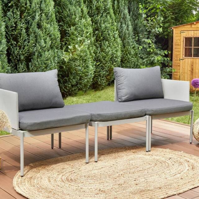 Wyld and Coco Convertible Garden Sofa Set 2-Seater Light Grey Aluminium - image 1