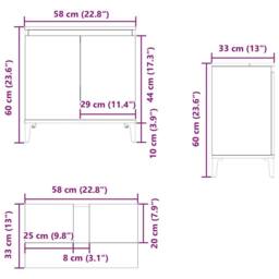 Berkfield Home Sink Cabinet Concrete Grey 58x33x60 cm Engineered Wood - Size: 58 x 33 x 60 cm - thumbnail 9