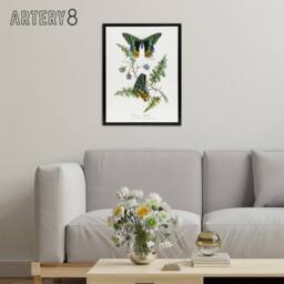 "Artery8 Paul Gervais Madagascan Sunset Moth & Flowers Framed Canvas Art in White - Size: W12"" x H16""" - thumbnail 3
