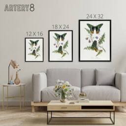 "Artery8 Paul Gervais Madagascan Sunset Moth & Flowers Framed Canvas Art in White - Size: W12"" x H16""" - thumbnail 4