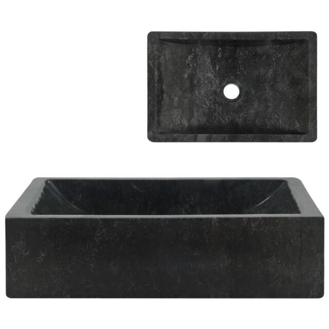Berkfield Home Sink 45x30x12 cm Marble High Gloss Black - Size: 45 x 30 x 12 cm - image 1