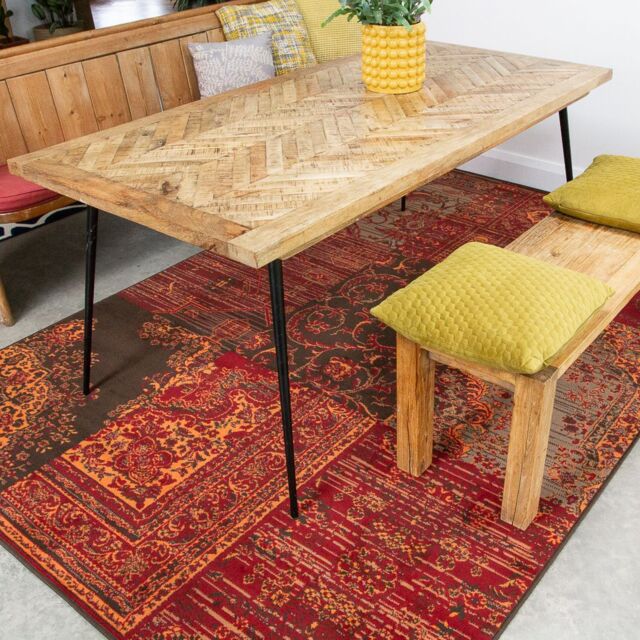 Kukoon Red Brown Traditional Patchwork Living Area Rug - Size: 60 cm x 240 cm - image 1