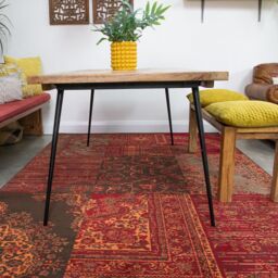 Kukoon Red Brown Traditional Patchwork Living Area Rug - Size: 60 cm x 240 cm - thumbnail 3
