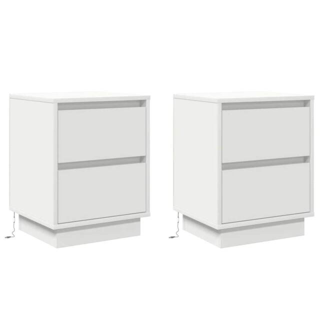 Berkfield Home Bedside Cabinets with LED Lights 2 pcs White 39x34.5x50 cm - image 1