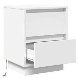 Berkfield Home Bedside Cabinets with LED Lights 2 pcs White 39x34.5x50 cm - thumbnail 7