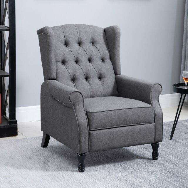 HOMCOM Recliner Armchair for Living Room Reclining Chair with Footrest in Grey - image 1
