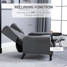 HOMCOM Recliner Armchair for Living Room Reclining Chair with Footrest in Grey - thumbnail 4
