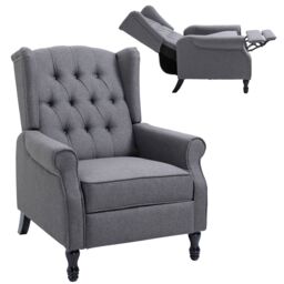 HOMCOM Recliner Armchair for Living Room Reclining Chair with Footrest in Grey - thumbnail 2